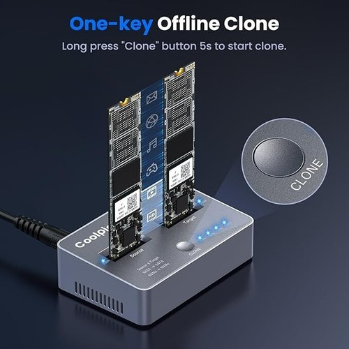 M.2 NVME Duplicator, Dual-Bay Offline Clone M.2 NVME Docking Station,USB3.2 (W) - Afbeelding 10 van 10