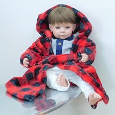 18" Adora Baby Doll Blue Eyes Brown Hair Bedtime Bath Robe Pants Outfit Diaper