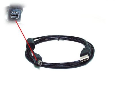 6ft A to Mini-B 8pin USB Cable ferrites for Nikon Coolpix 775 & Olympus D40 C40