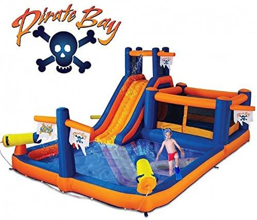 Bounce House Water Slide Pirate Bay Large Inflatable Water Park w/ Blower 20x12 - Picture 4 of 4