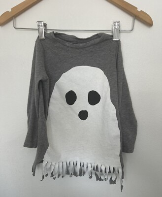 Stella Mc Cartney Kids Grey Long Sleeve Grey White Ghost Shirt Size 3 Years