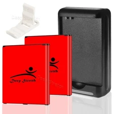 Long Life 2X 3700mAh Battery Wall Charger f Samsung Galaxy Amp Prime 2 SM-J327A