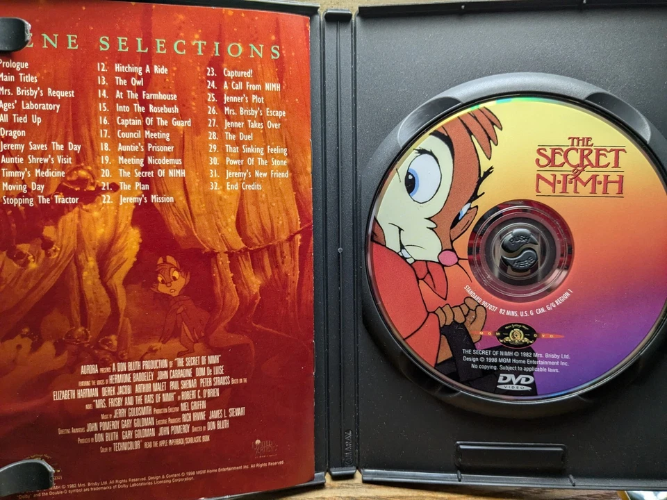 The Secret of NIMH 1 & 2 : Timmy To The Rescue (2 DVD SET) VG++ MGM Release - Image 3 of 4