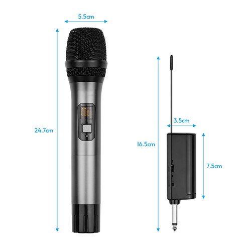 UHF -Mikrofonsystem mit Hand-Nieren-Mikrofon und Empfänger D9Q7 - Zdjęcie 2 z 10