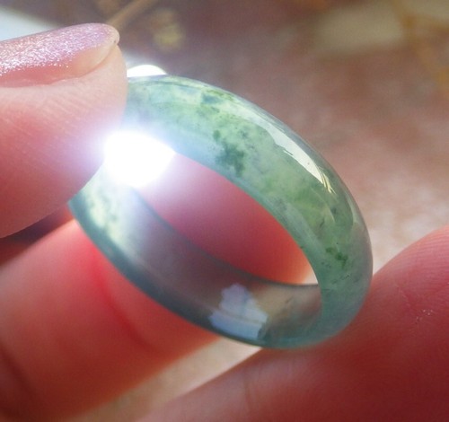 Video Certified Icy Green A Jadeite Jade Round Circle Ring NO. 9 # 115374 TS - Picture 8 of 13