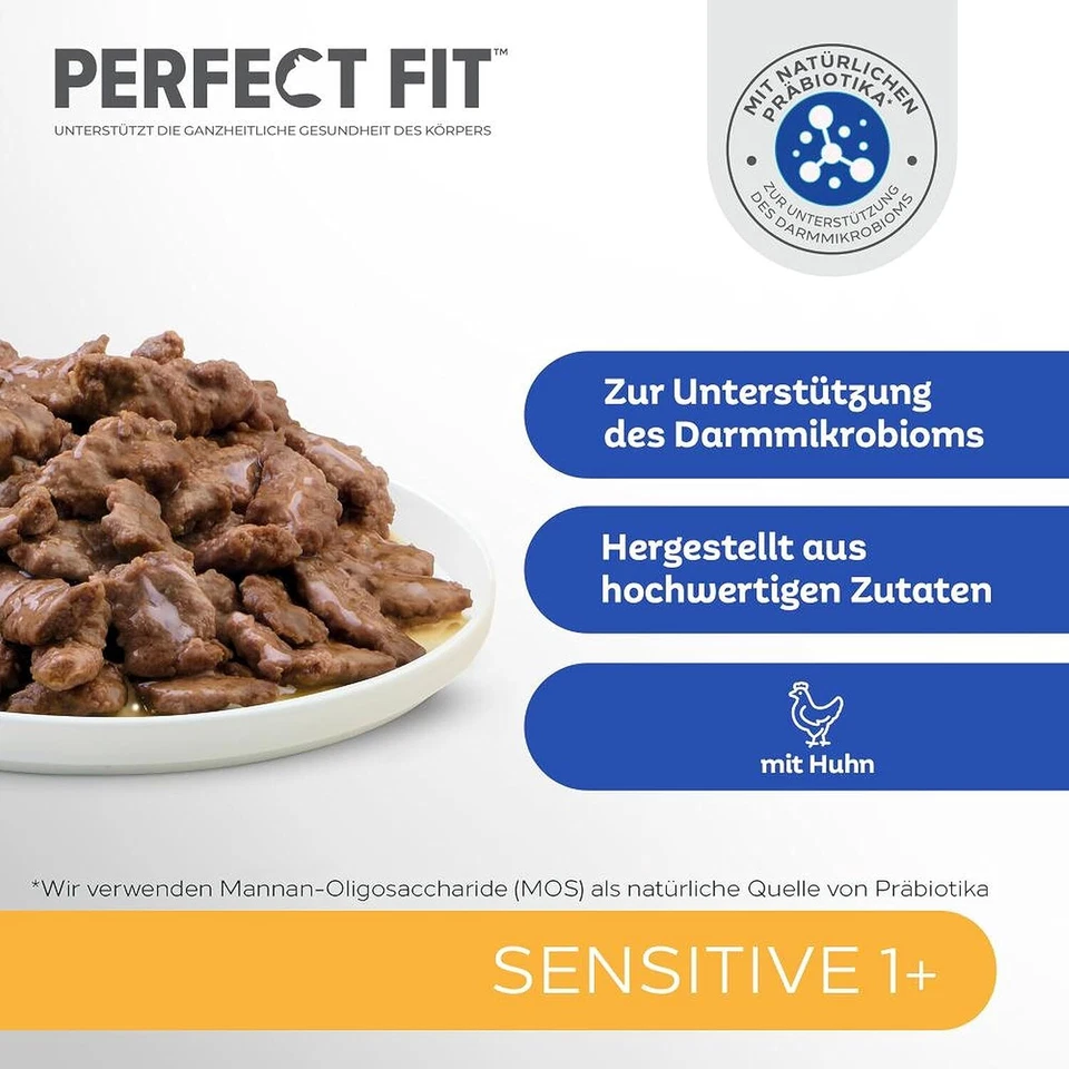 Perfect Fit Sensitive 1+ Katzennassfutter mit Huhn in Sauce, 12 Portionsbeutel - Bild 4 von 4