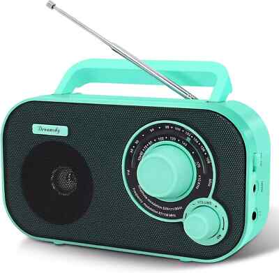DreamSky AM FM Portable Radio Plug in Wall or Battery Operated for Home & Outdoo