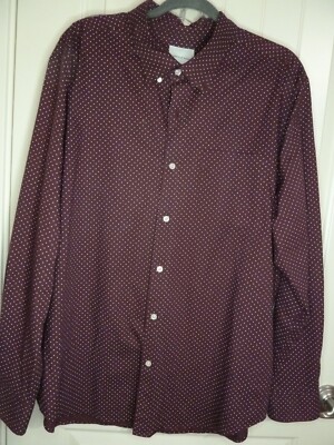 American Eagle Burgundy & White Button Down Men's Shirt Size XXL 100% Cotton