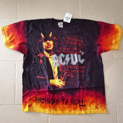 AC/DC Hell Tie-Dye Cotton T-Shirt By Liquid Blue