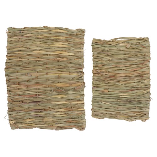 2 Pcs Haustierstrohmatte Gewebte Matten Handgewebte Hamsterhütte