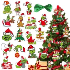 32 Piece Merry Christmas Grinch Ornaments Tree Hanging Decoration Figure Pendant