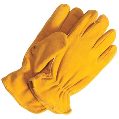 Yellow Deerskin Insulated Lined Driving Gloves Large