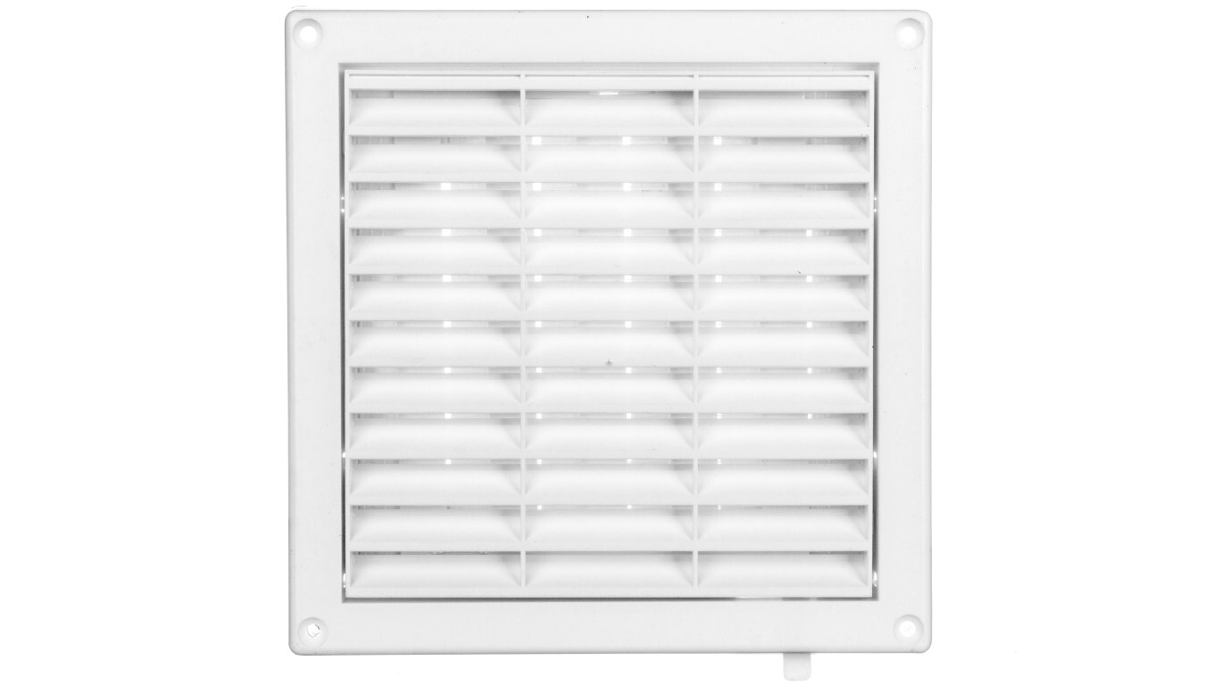 Ventilation grille 130x130mm fi 125mm white shutter + string T34 /T2UK