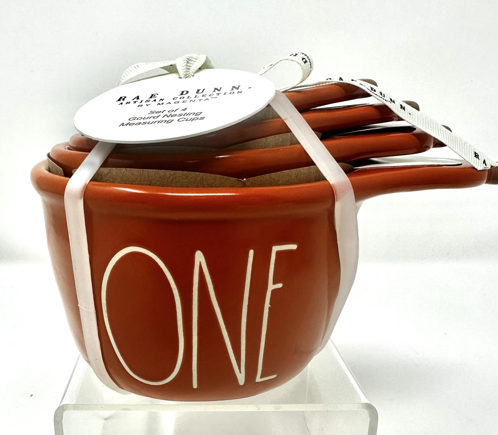 Rae Dunn Set Of 4 Gourd Nesting Measuring Cups, Thanksgiving, Fall, Orange, NEW