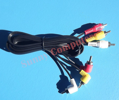 Angle Plug AV Audio Video Composite Cable 3RCA 3 RCA M/M Cord Yellow/Red/White