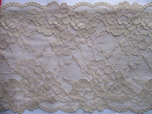 Beige Lace Trim Elastic 19cm Wide Border Great Offer #74 Eng - Picture 3 of 5