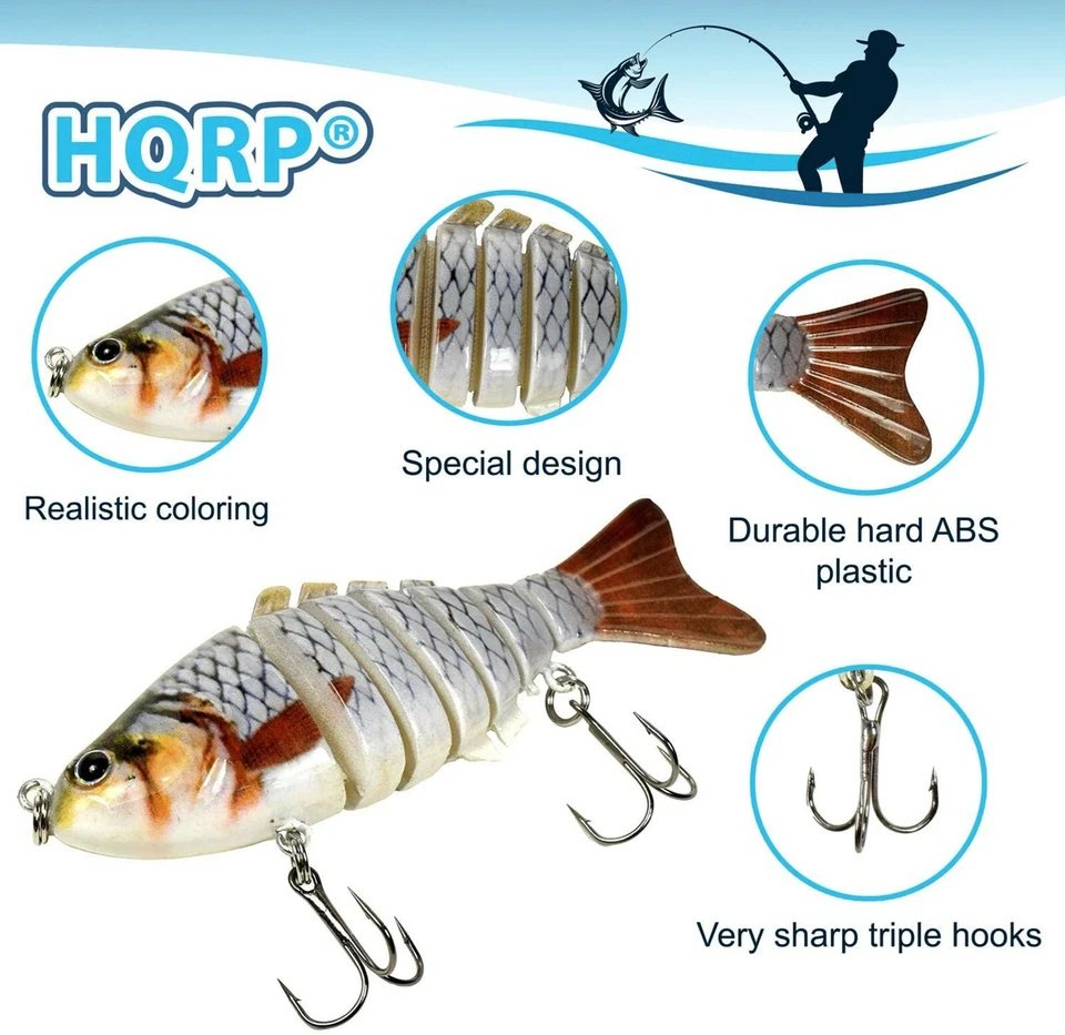 HQRP 3.9 " Argento Pesca 17.7ml D'Acqua Dolce Unibile A FORMA DI S Attrezzatura - Immagine 3 di 4