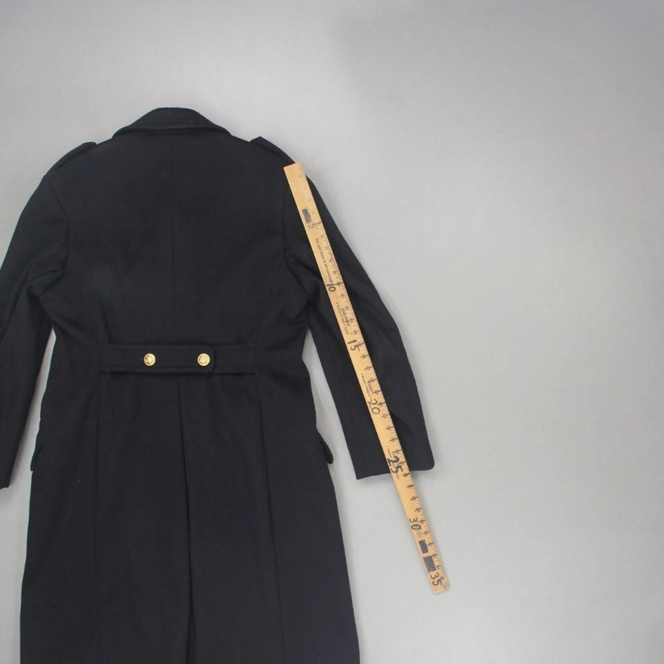 Abrigo de vestir largo militar de doble botonadura para hombre talla 22? Botones de oro azul marino Foto 4 de 4