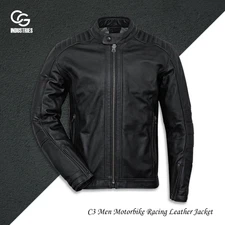 Ducati Heritage C3 Men’s Motorbike Racing Leather Jacket – Real Cowhide Leather