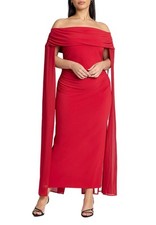 ELOQUII Women's Plus Size Off The Shoulder Cape Gown