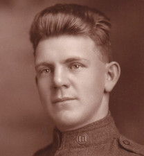 WWI Army Soldier With Engineer Collar Disk Photograph