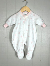 Vintage Baby Dior USA Pink Sleeper Zip Up Footed Bodysuit With Snaps 0-6 Months