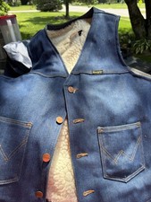 Wrangler Men's Blue Sherpa Lined Button Front Vest w/ Pockets Size L