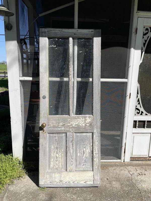 Antique Vintage Solid Wood Exterior Entry  Door With Glass