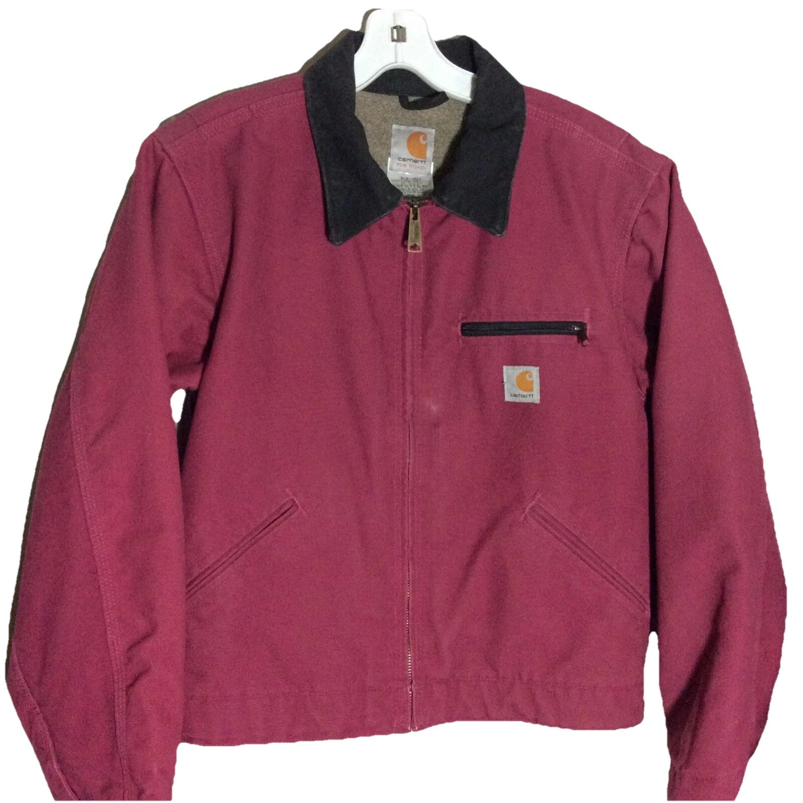 Carhartt Women WJ097 RBY Detroit Jacket Coat Sherpa Lined Size XS Reg Ruby Rose