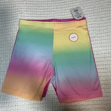 Wonder Nation 2 pack Bike shorts Girls PLUS XL 14-16 Pink n Rainbow Pull on NEW