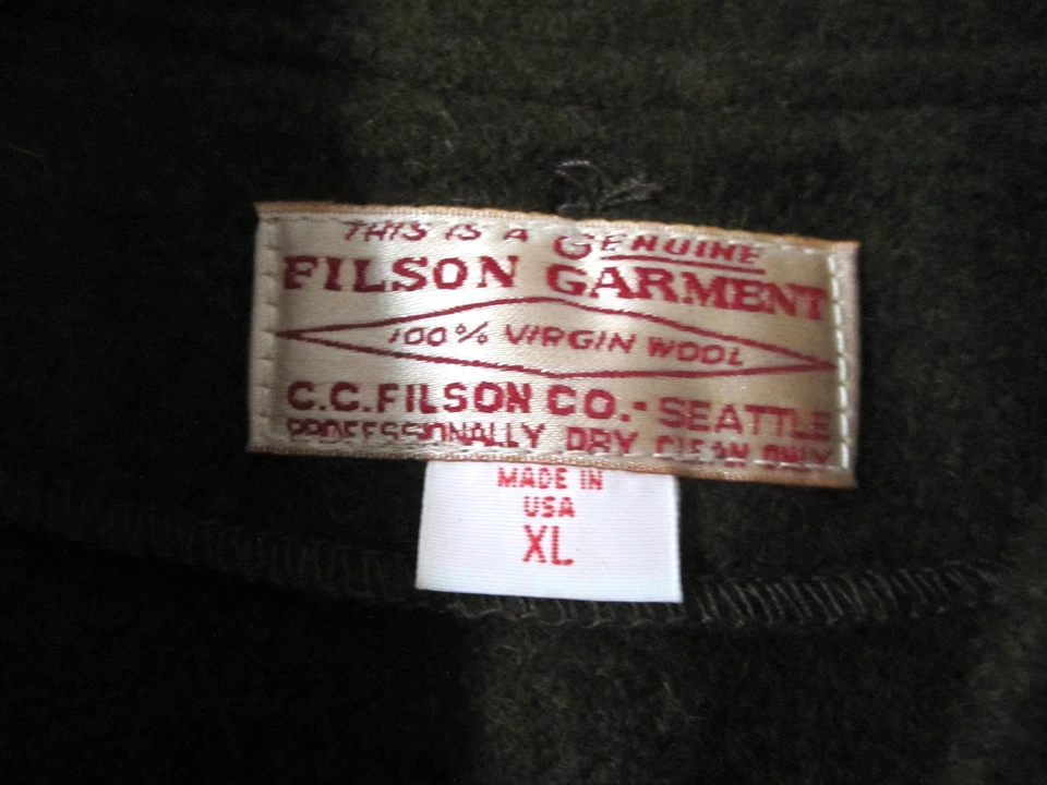 C C Filson Co. Seattle moss green wool full zip vest / jacket liner, men's sz XL - Image 4 of 4