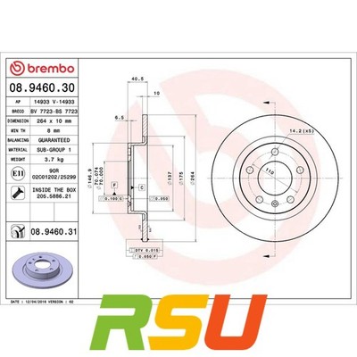 2x Brembo Bremsscheibe PRIME LINE - UV Coated 08.9460.31 Höhe 41 mm
