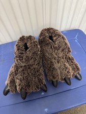 Slippers Novelty Grizzly Bear Paws Furry Animal Feet Claw Mens Sz L/XL HUGE