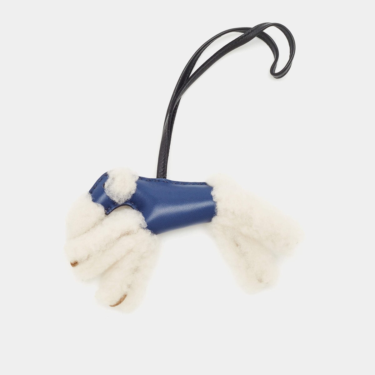 Hermes Budy Bag Charm Blue SaphirBlackEcru Milo Leather and Wool