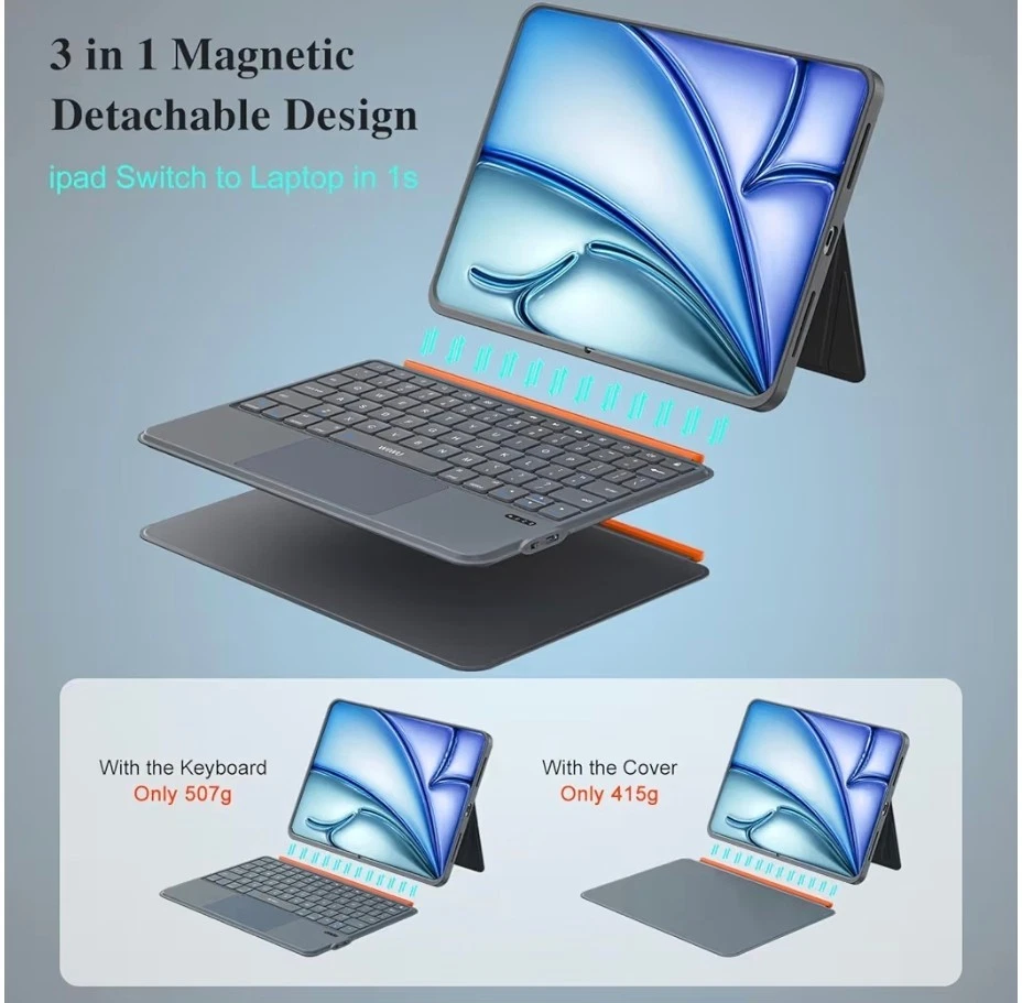 iPad Air 11 inch Case with Keyboard (M3 M2 2025 2024),Pro 11,iPad A16 11th/10th - Image 4 of 4