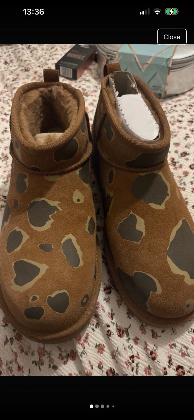 Exclusive NYC Ladies UGG Patch Print Mini Boots