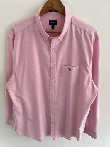 GANT Shirt Size 2XL XXL Mens Pink Solid Oxford Regular Fit Cotton Long Sleeve - Picture 3 of 11