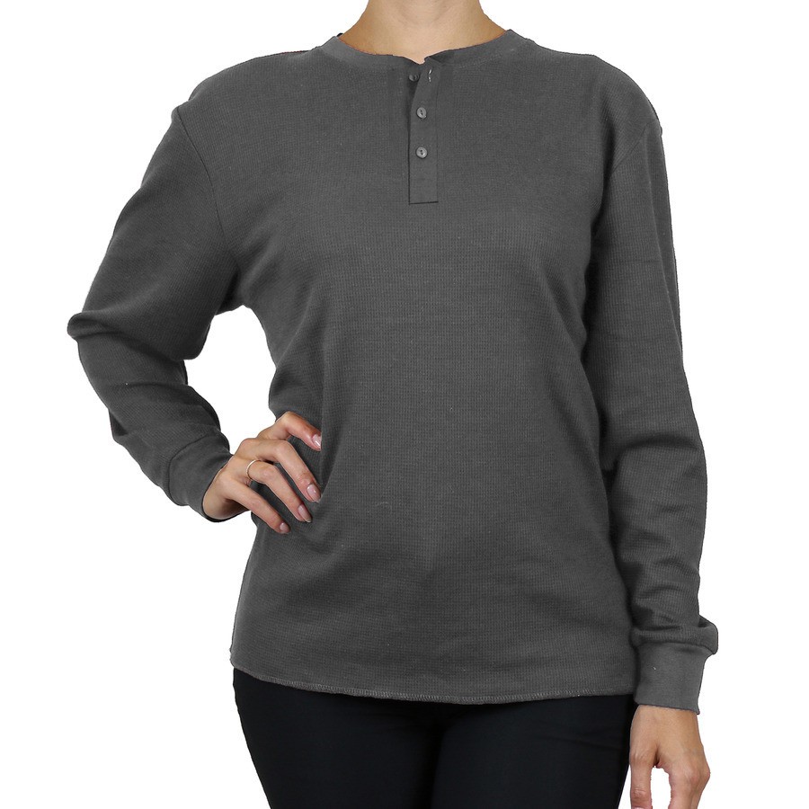 Women's 3-Pack Waffle-Knit Thermal Henley Tees Long Sleeves  (Size- S-2XL) NEW
