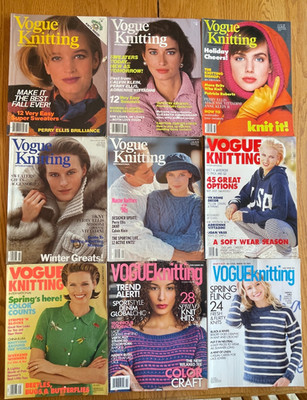 Lot of 9 Vogue Knitting International Magazines 1980s (4), 1990s (3), 2010s (2)