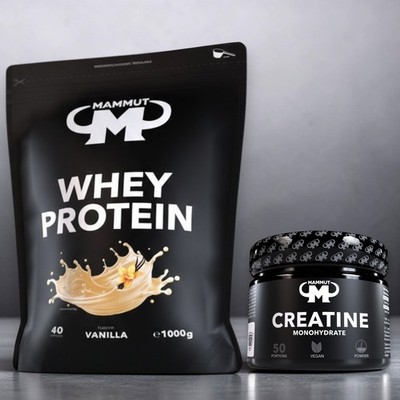 Mammut Whey Protein 1000g Eiweiß Molke Protein Shake + Mammut Creatin 300g