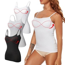 Women Cami with Built-in Bra Adjustable Strap Padded Soft Tank Top Vest Shirt US