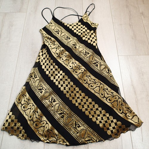Abito Sagaie Paris tg 2 burnout pizzo velluto fata oro nero - Foto 12 di 21