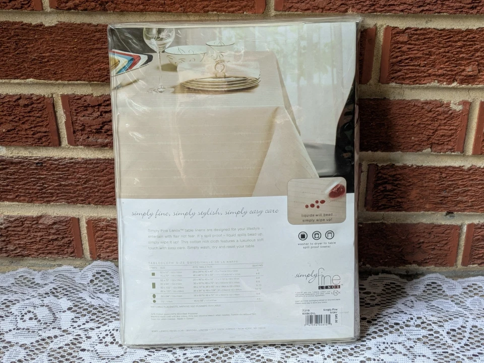 Lenox Simply Fine Spill Proof Linen Table Cloth 60" x 84" Oval NEW - Image 4 of 4