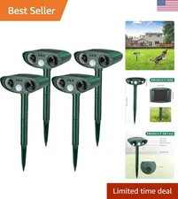 Eco-Friendly Outdoor Ultrasonic Animal Repeller - 4 Piece Set for Gardens