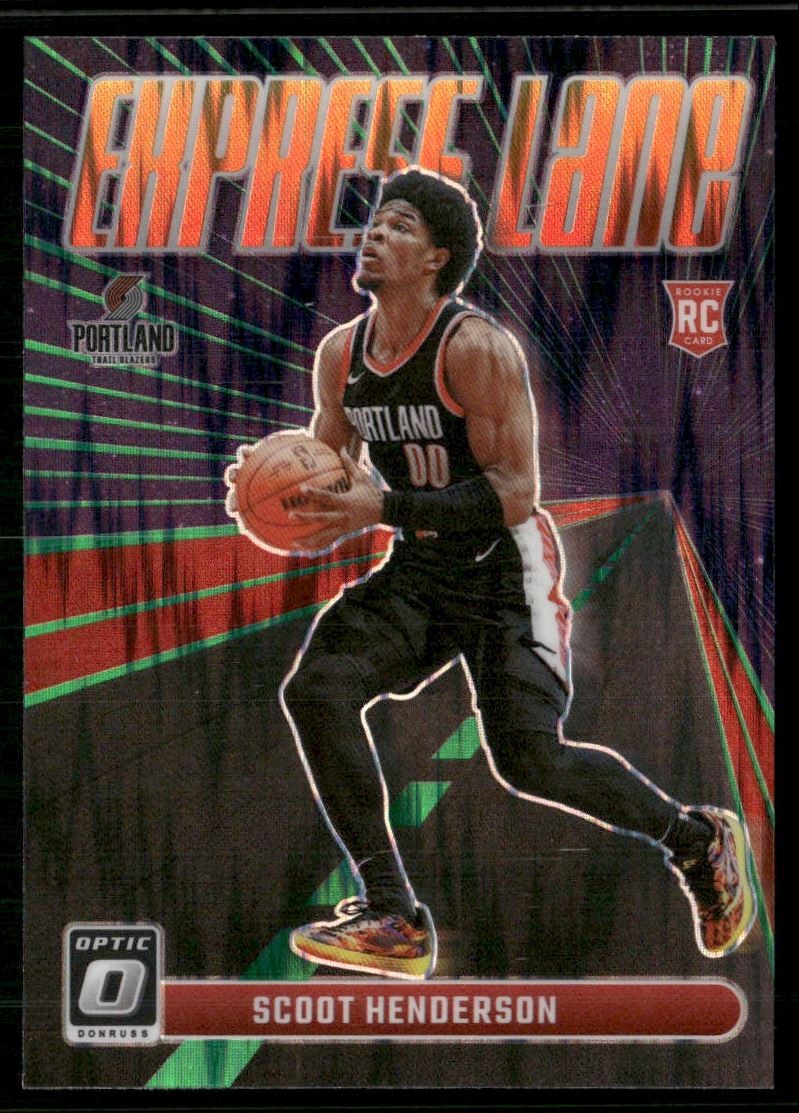 Scoot Henderson Rookie 2023-24 Donruss Optic Express Lane Green Shock Portland