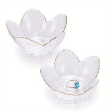 2pcs Glass Salad Bowl Fruit Dessert Bowl Cherry Blossom Shape Clear 88x90x41mm