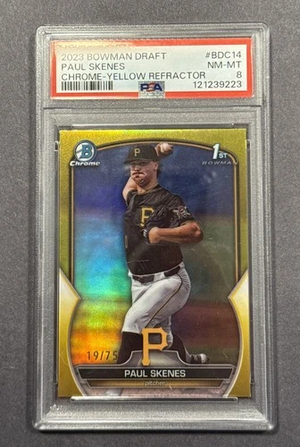 2023 Bowman Draft Paul Skenes #BDC14 Chrome Yellow /75 PSA 8