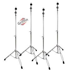 4-PACK Straight Cymbal Stand Set | GRIFFIN Percussion Chrome Drum Hardware Kit