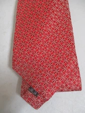 IKE BEHAR red flower geometric  mens silk tie  Patterned 3.5" wide