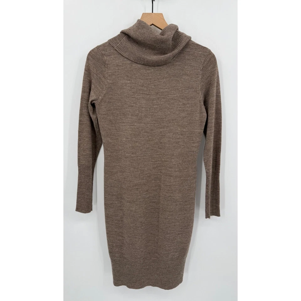 Suéter Cynthia Rowley Pequeño Marrón 100% Lana Merino Capucha Cuello Acogedor Foto 3 de 4